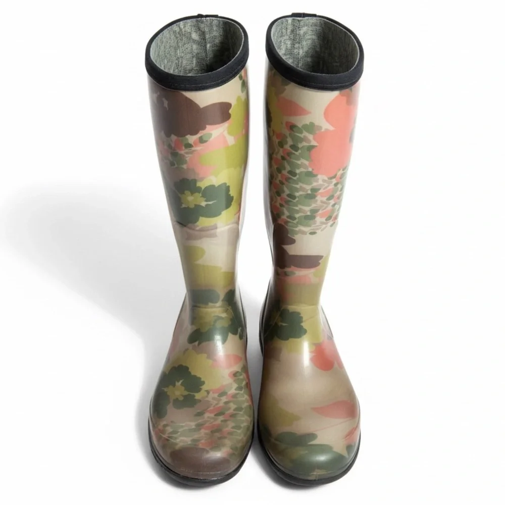 Kamik Waterproof Rain Boots Rubber Floral Garden Outdoor Multicolor Size 7